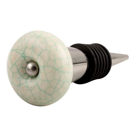 White And GreenCrackle Ceramic Wine Stopper